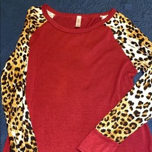 Maroon long sleeved leopard shirt